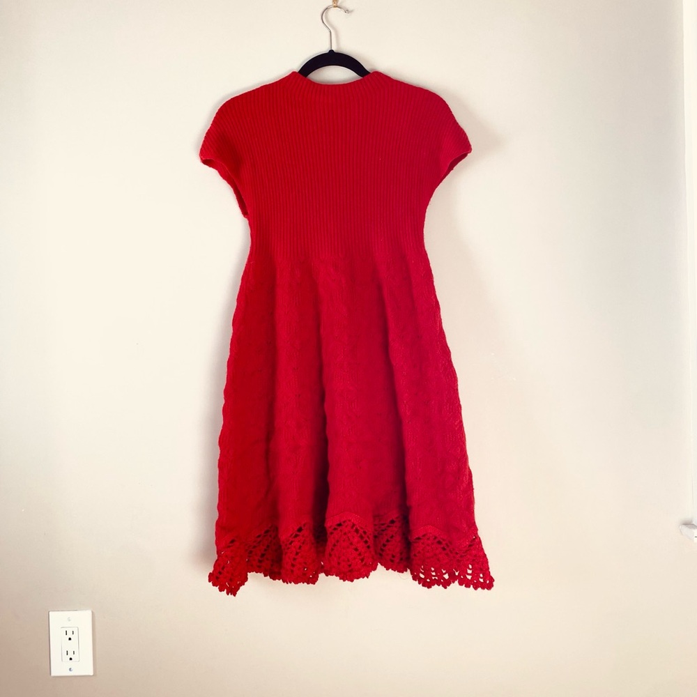 Anthropologie High-waisted Mini Red Sweater Dress (Size XS)